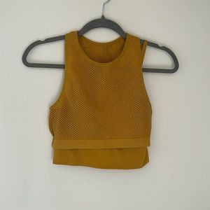 Yellow two piece cropped workout top